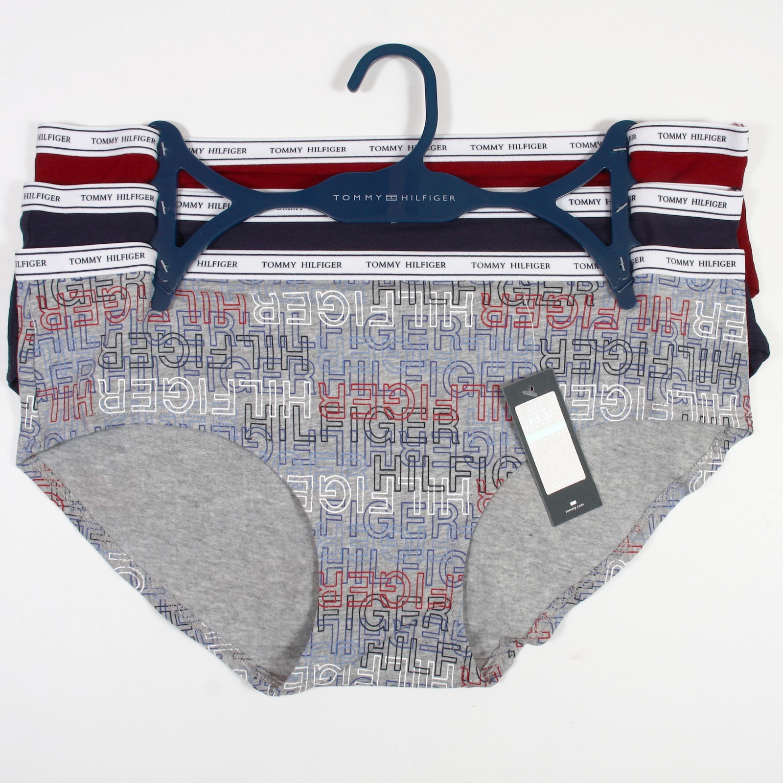Tommy Hilfiger Womens 3 Pack Cotton Blend Logo Hipster Size L