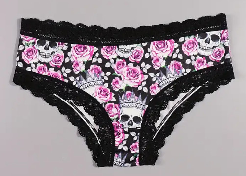Satin Low Rise Bikini Panty W/Lace Trim Sexy Silky Naughty Sissy Size M ☠️🌹