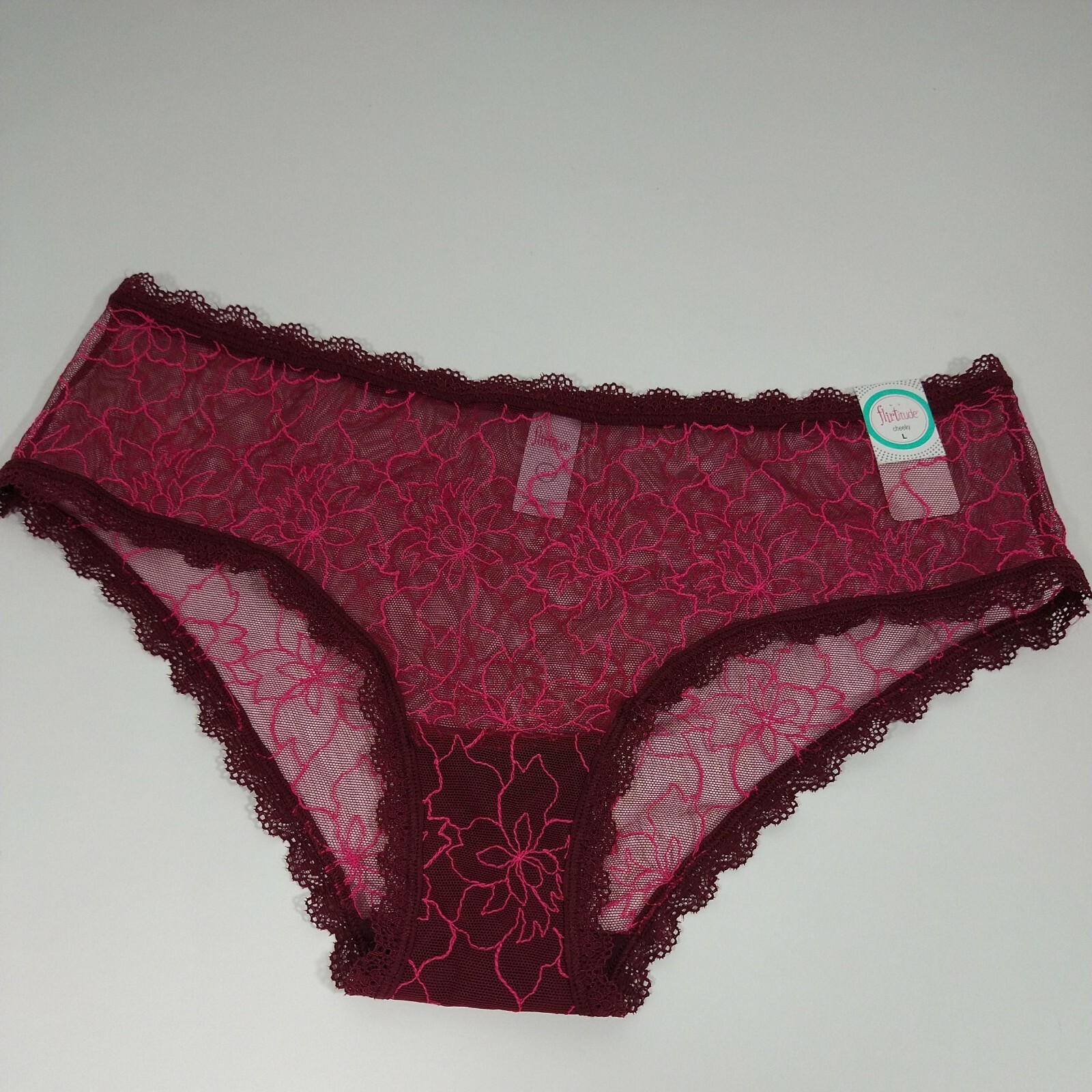 Womens Panties Size Large Zinfandel Flirtitude Cheeky Lace Floral Sheer Mesh