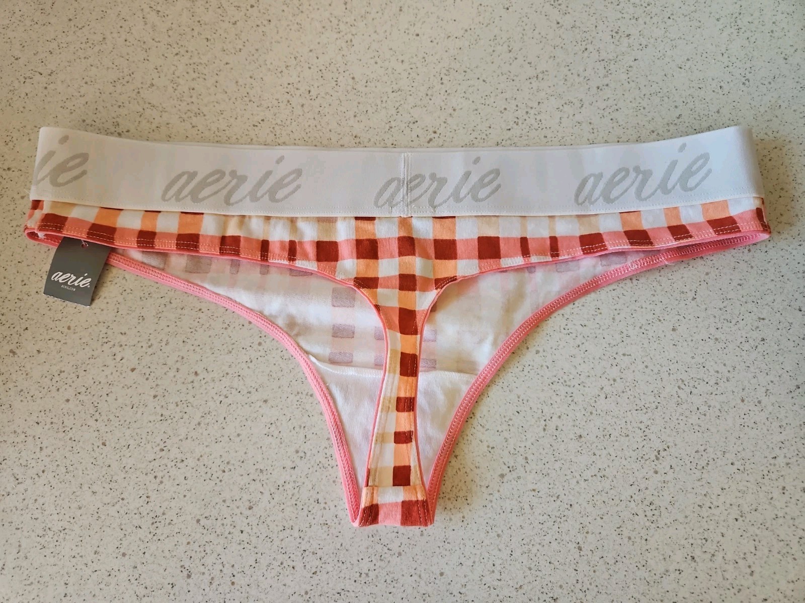 Vintage Aerie American Eagle Large Logo Thick Waistband Thong Panties Large