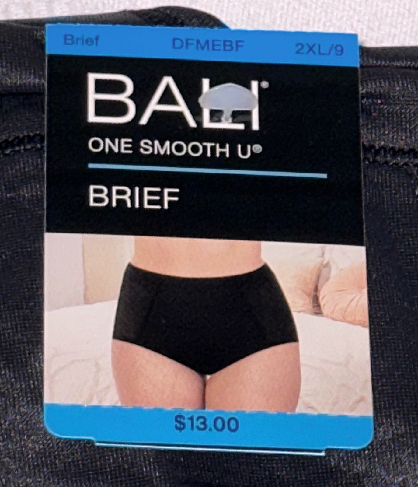 BALI One Smooth U Modern Microfiber Black Brief Panty NEW Womens Sz L 7