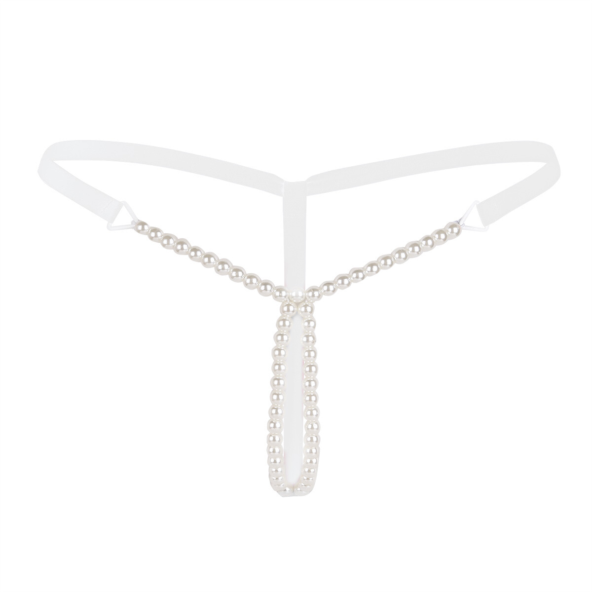 Fashion Women Sexy Underwear Cutout Pendant Pearl Beads Embellished G-String