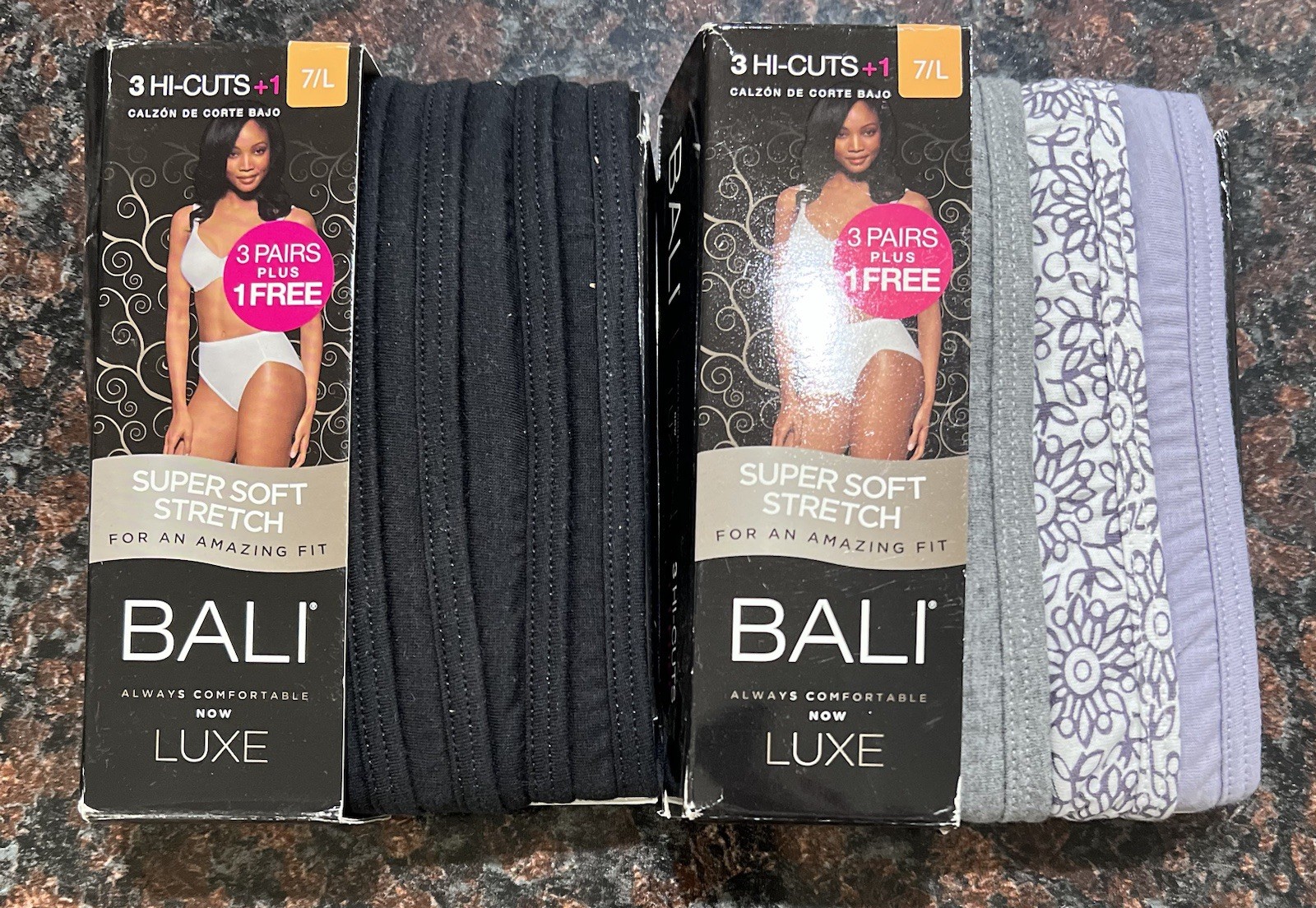 Bali 2pack-Confort Luxe Hi-cut Panties Colors Assorted Sz7/L- 8pc