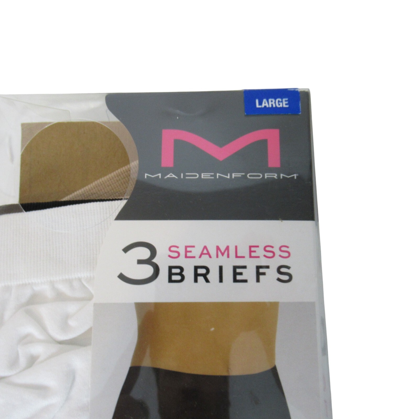 Maidenform 3 Seamless Briefs Large Beige 4-Way Stretch Full Back Coverage NEW