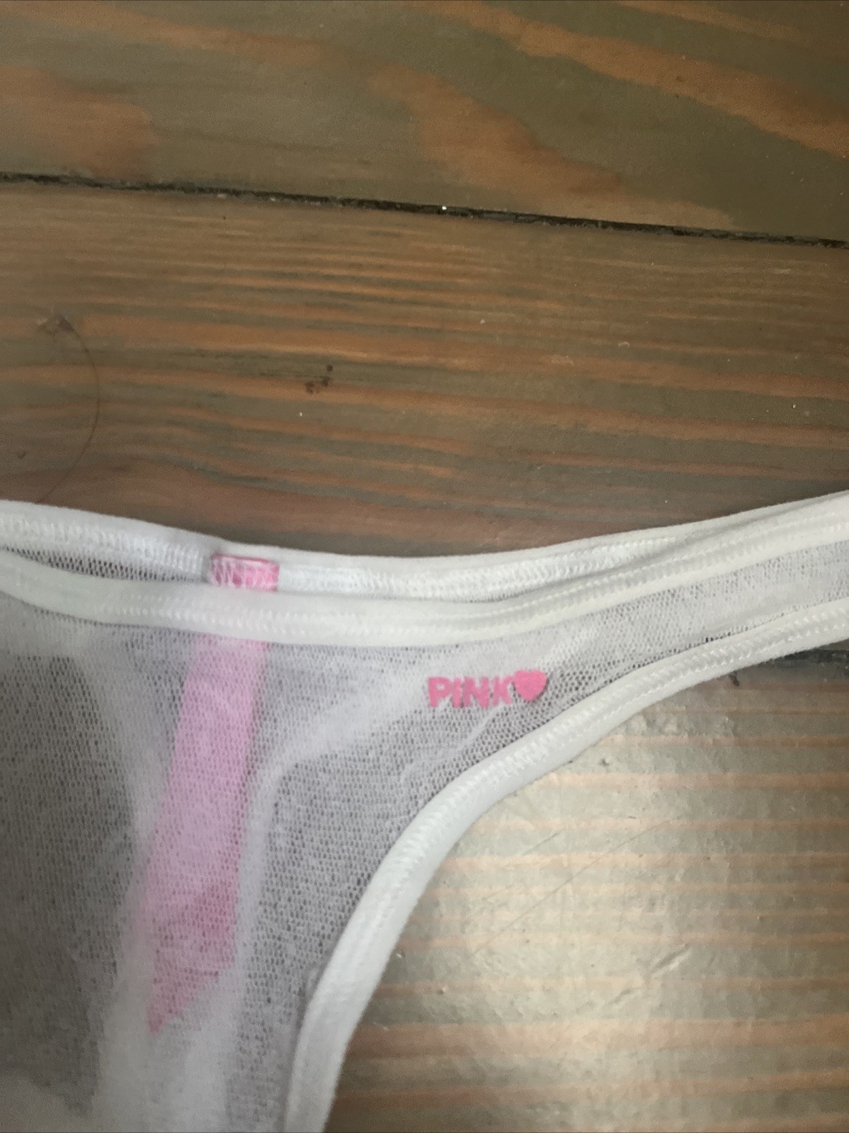 VNTGvictoria secret Pink Collection White Shear Thong Size Small NEW