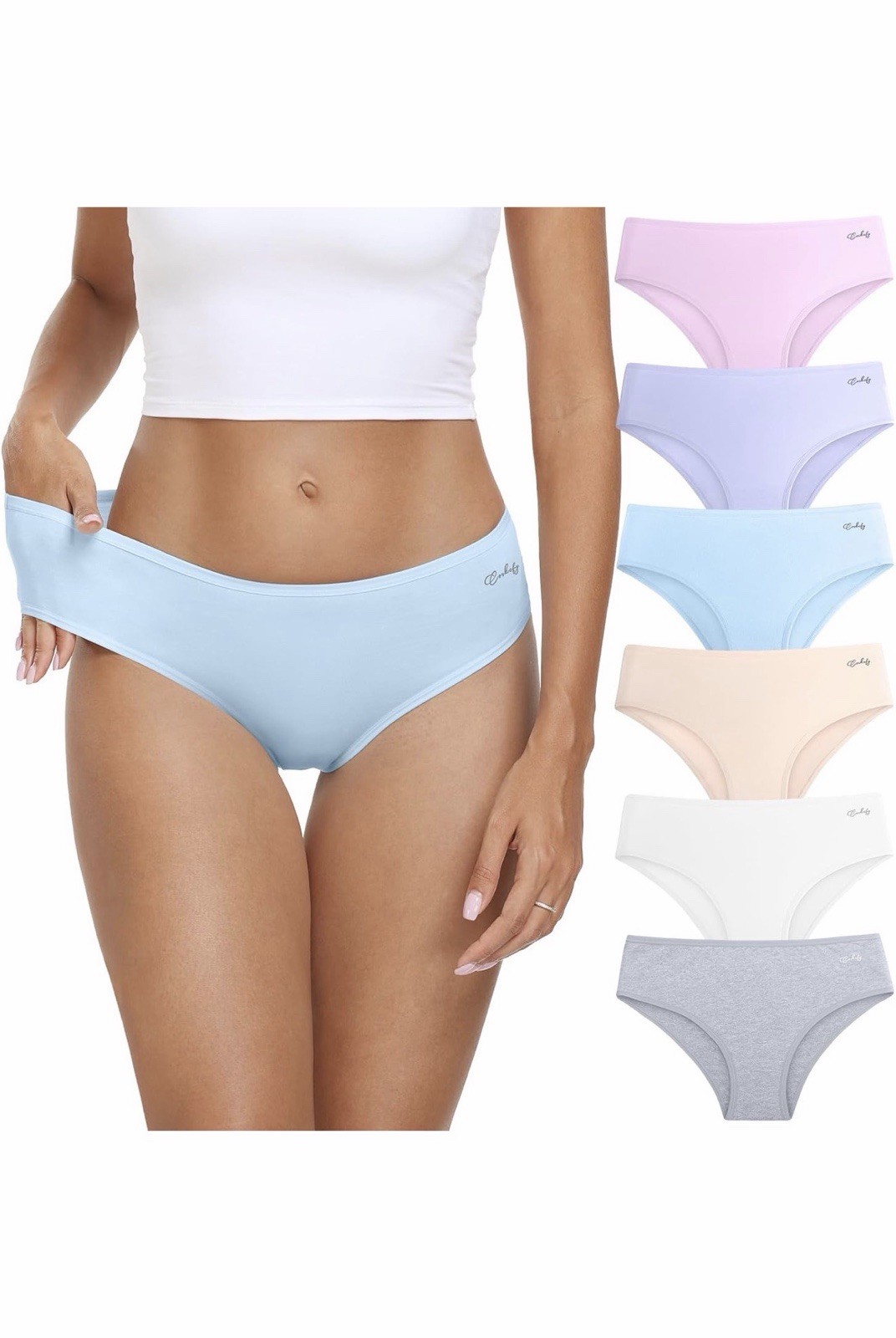 Women’s Cotton Hipster Panties Low Rise Breathable Stretchy Underwear 6 Pack