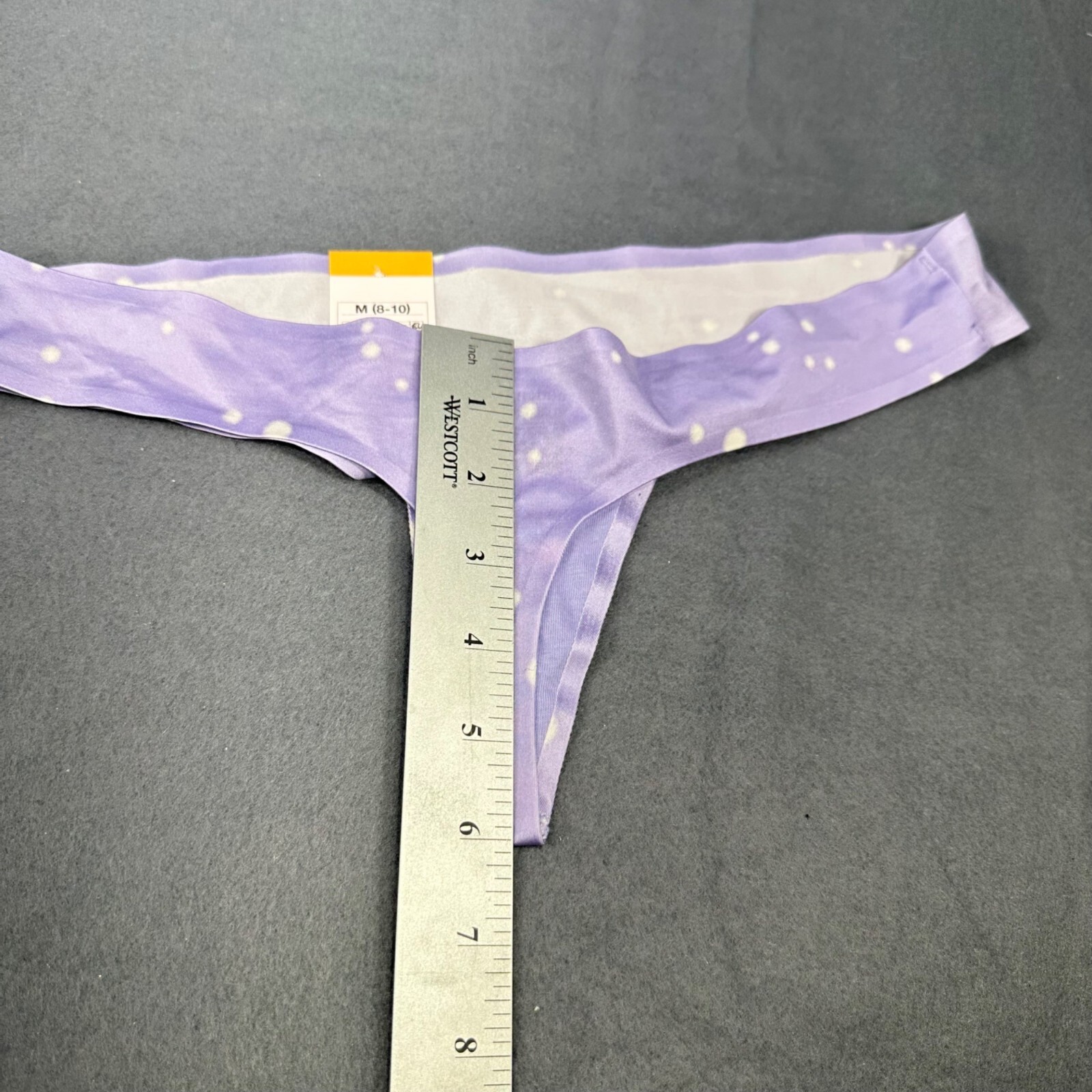 Auden Womens Size Medium 8-10 Thong Bonded Edge Purple/White Polka Dot New