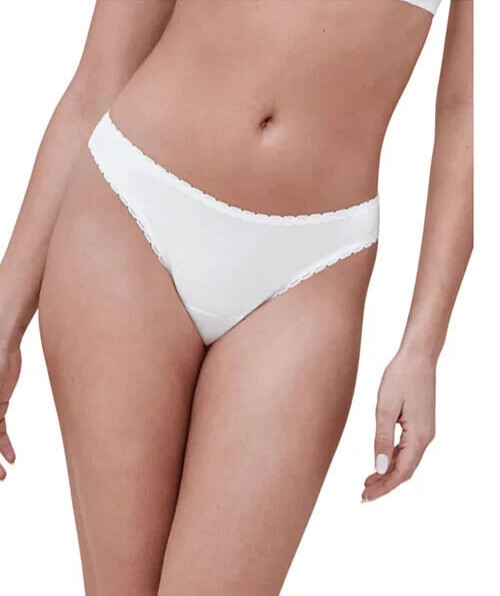 Skarlett Blue Women’s Adorned Thong Panty Underwear, White, Large