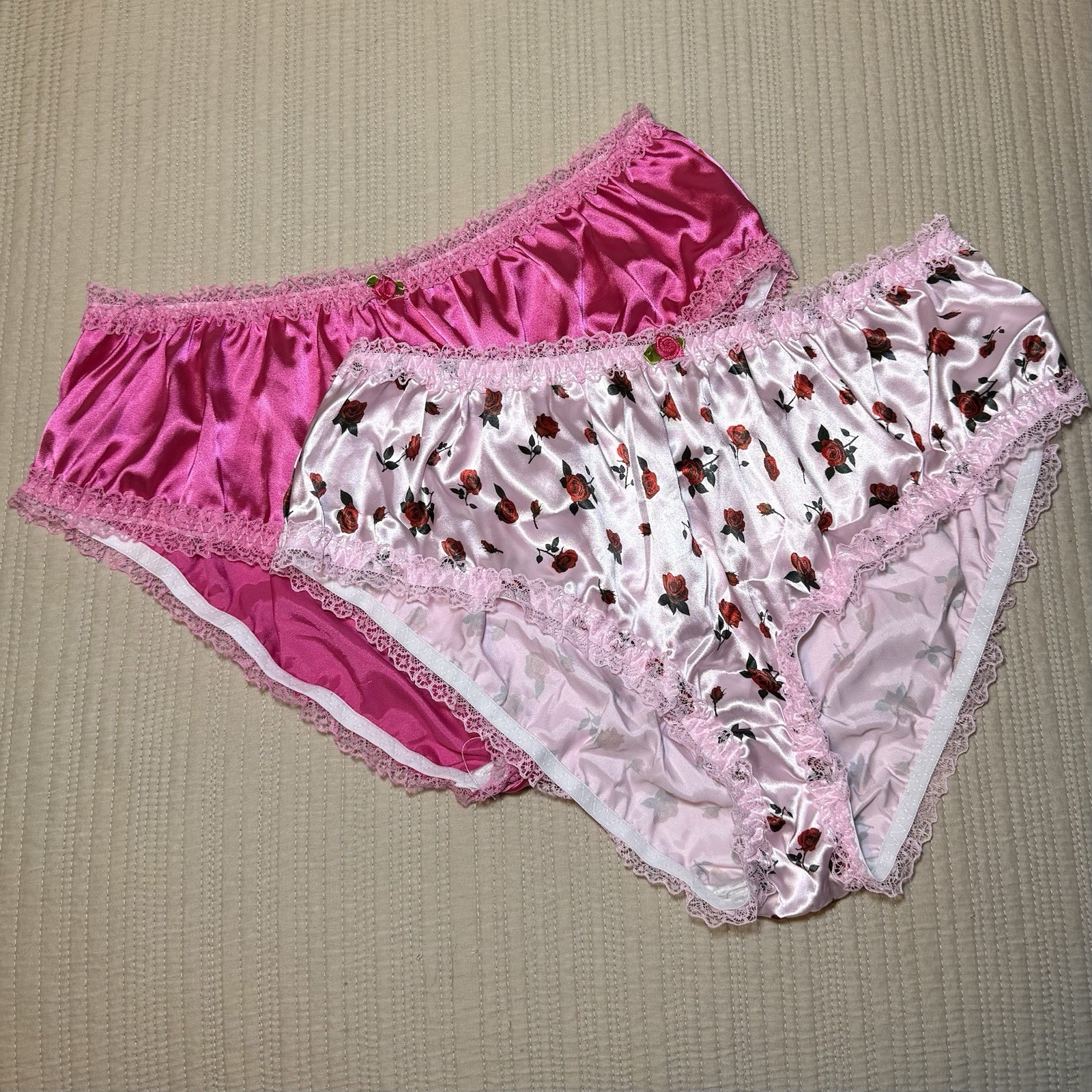 NWOT Girly Sissy Satin & Lace Bloomer VTG Style Panties Panty Lot Of 2 Size L/7