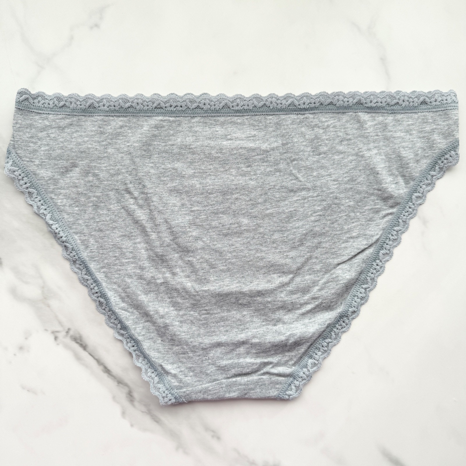 Victoria’s Secret Lace-Trim Lace-Waist Bikini Panty Heather Grey SZ M