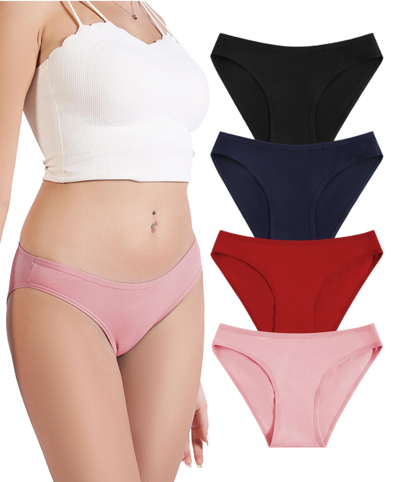 Women’s Cotton Bikini Briefs Underwear Packs,Sexy Cheeky Hipster,Stretch Brea…