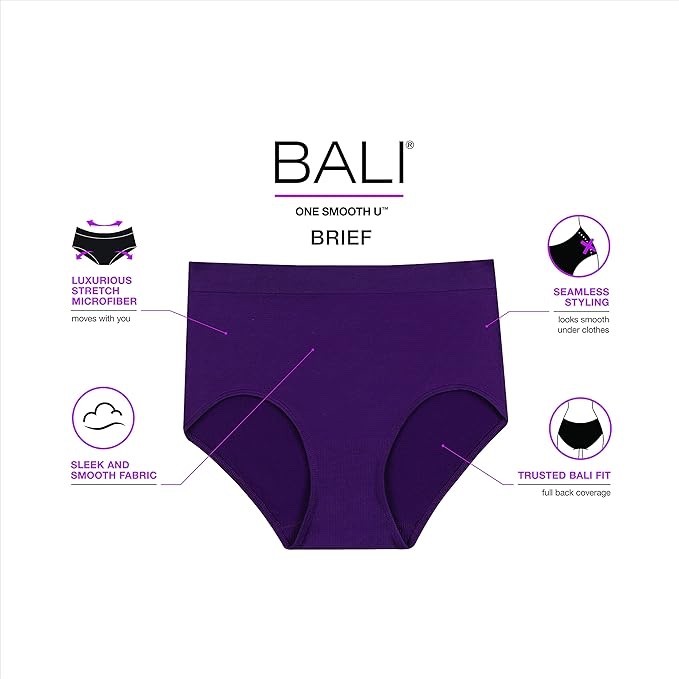 BALI One Smooth U Mid-Rise Black Brief Size 8/XL