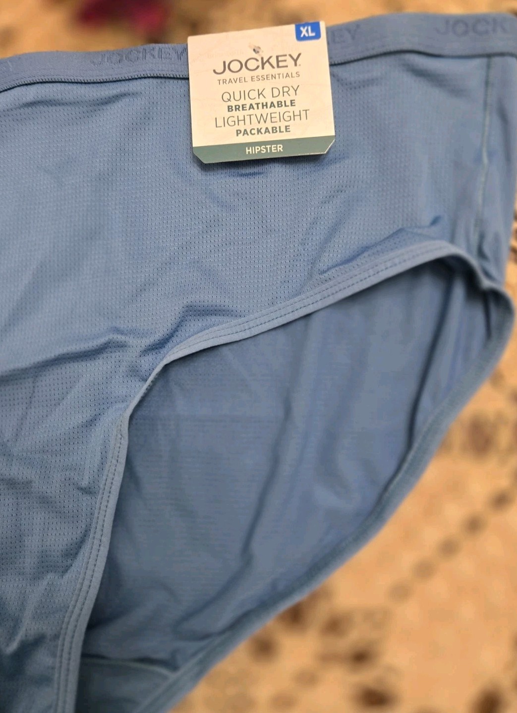 RARE XL JOCKEY LOGO TRAVEL QUICK DRY Packable Hi-Cut Hipster Panty NWOT