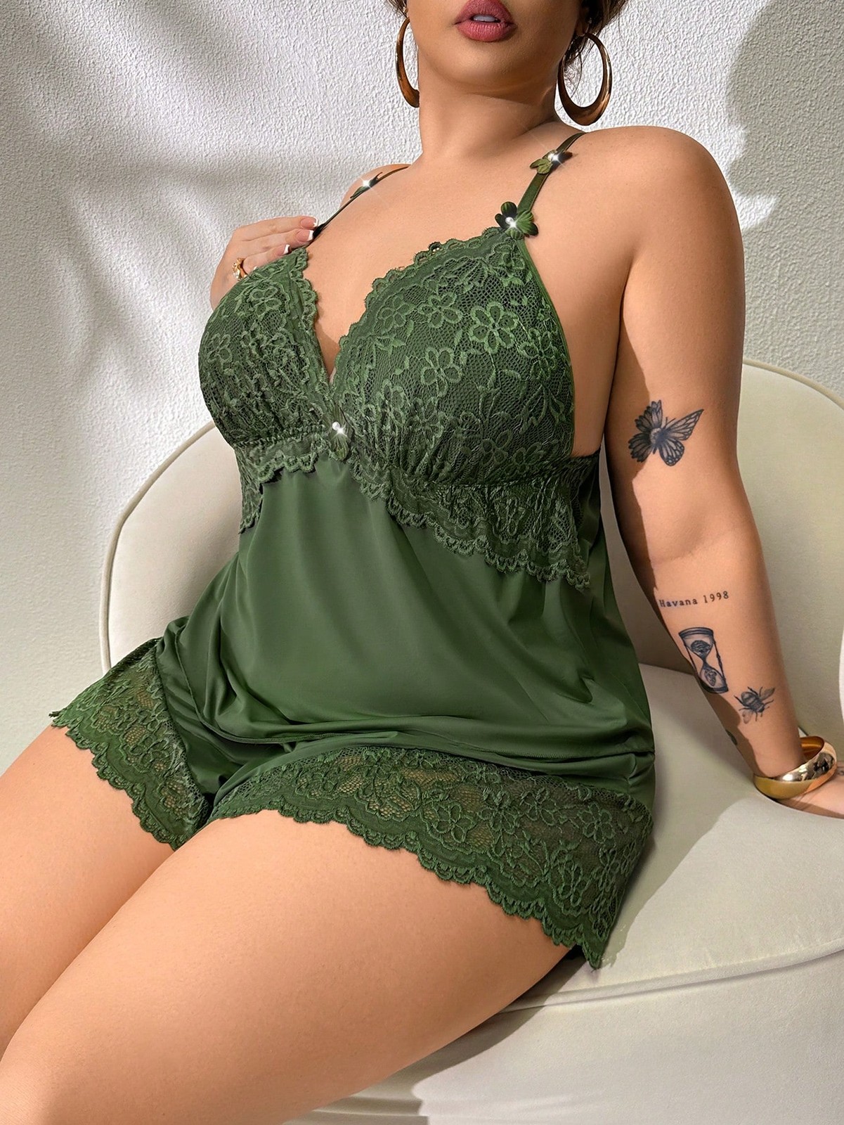 Plus Size Lace Patchwork Elastic Knit Sexy Backless Cheap24