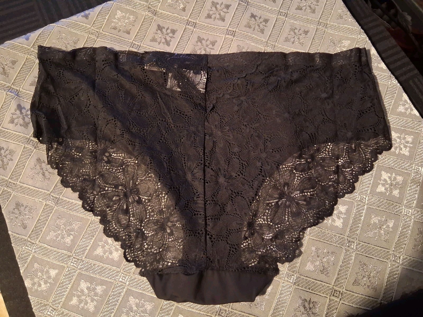 Lot Of 5-NWT-No Boundaries Black Micro Lace & Cotton Hipsters Panties-Size XXXL