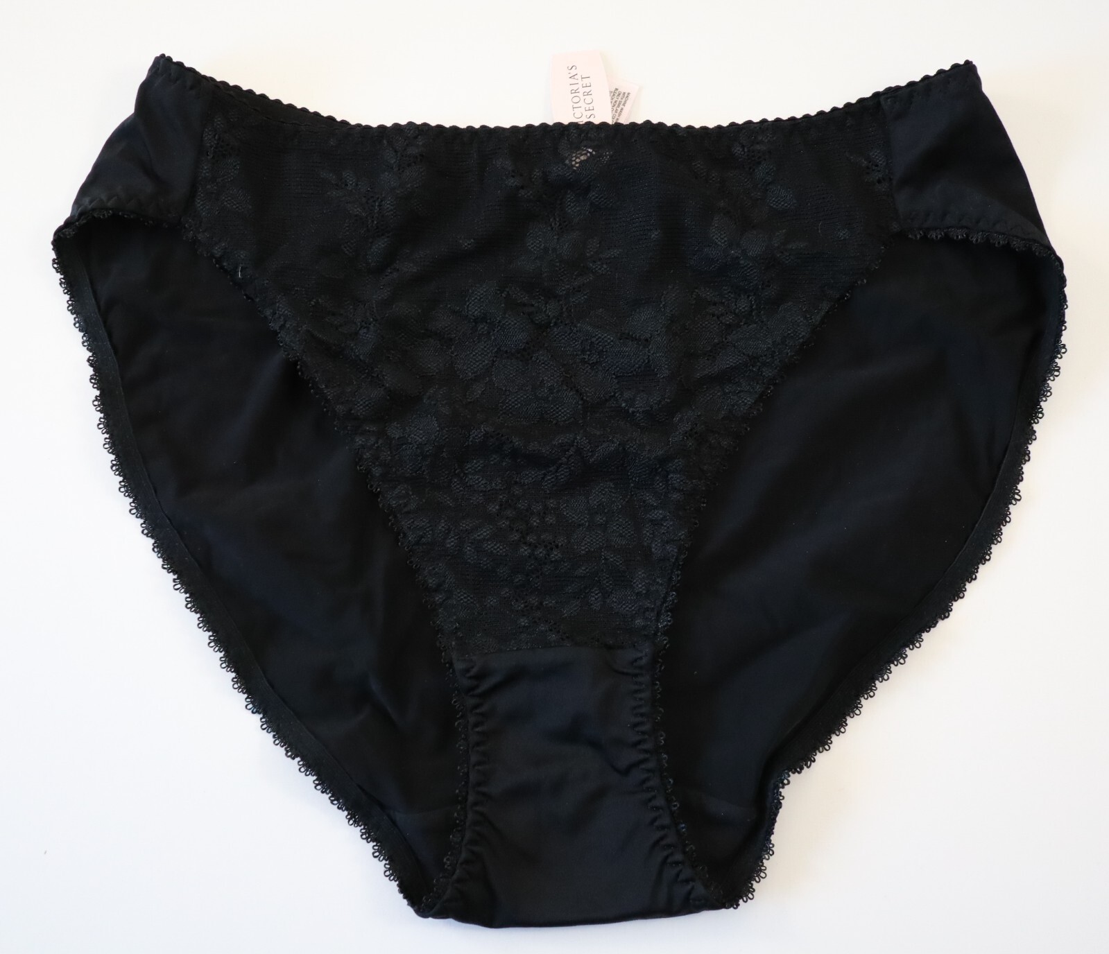 NEW Victoria’s Secret VTG Y2K 90s High Cut Lace & Silky Brief Panty LARGE