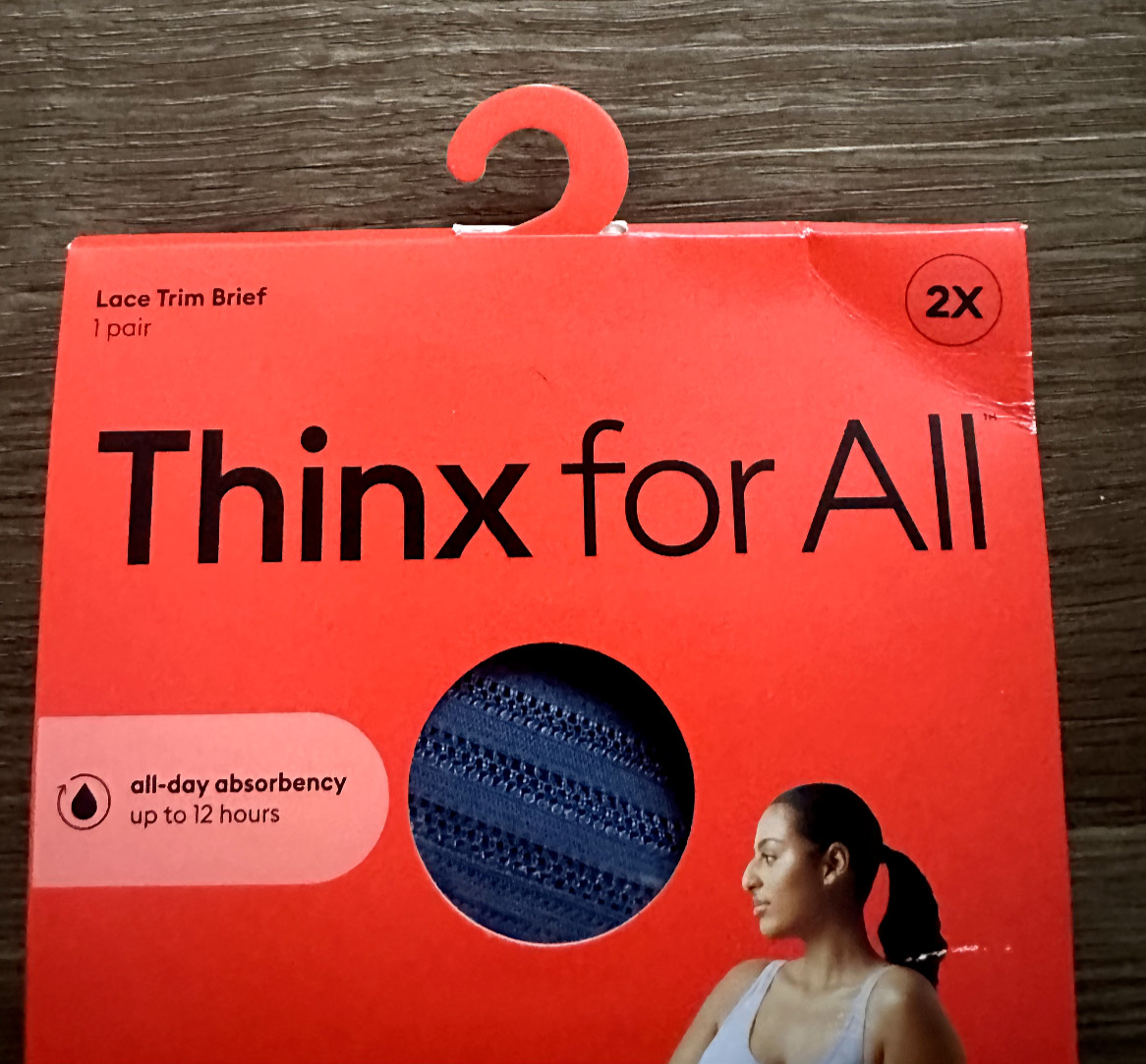 Thinx for All All Day Absorbency Leakproof Period Underwear Lace Trim Storm 2X