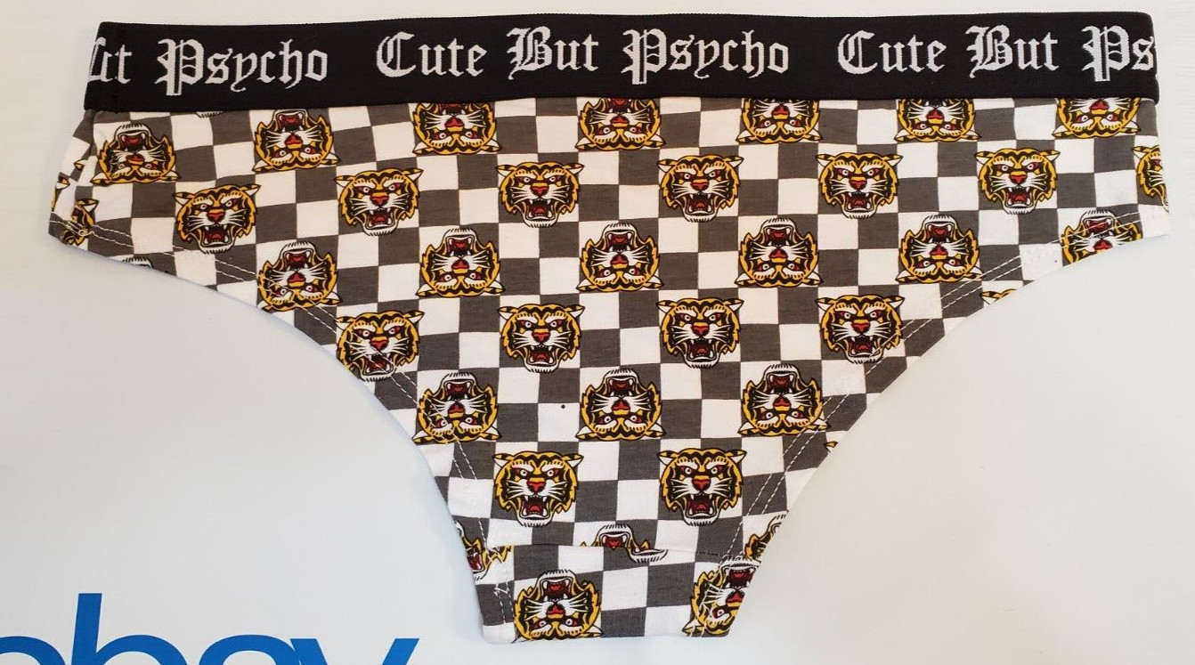 Rue 21 Women’s Bikini Panties MEDIUM Cute But Psycho Checker Tiger New