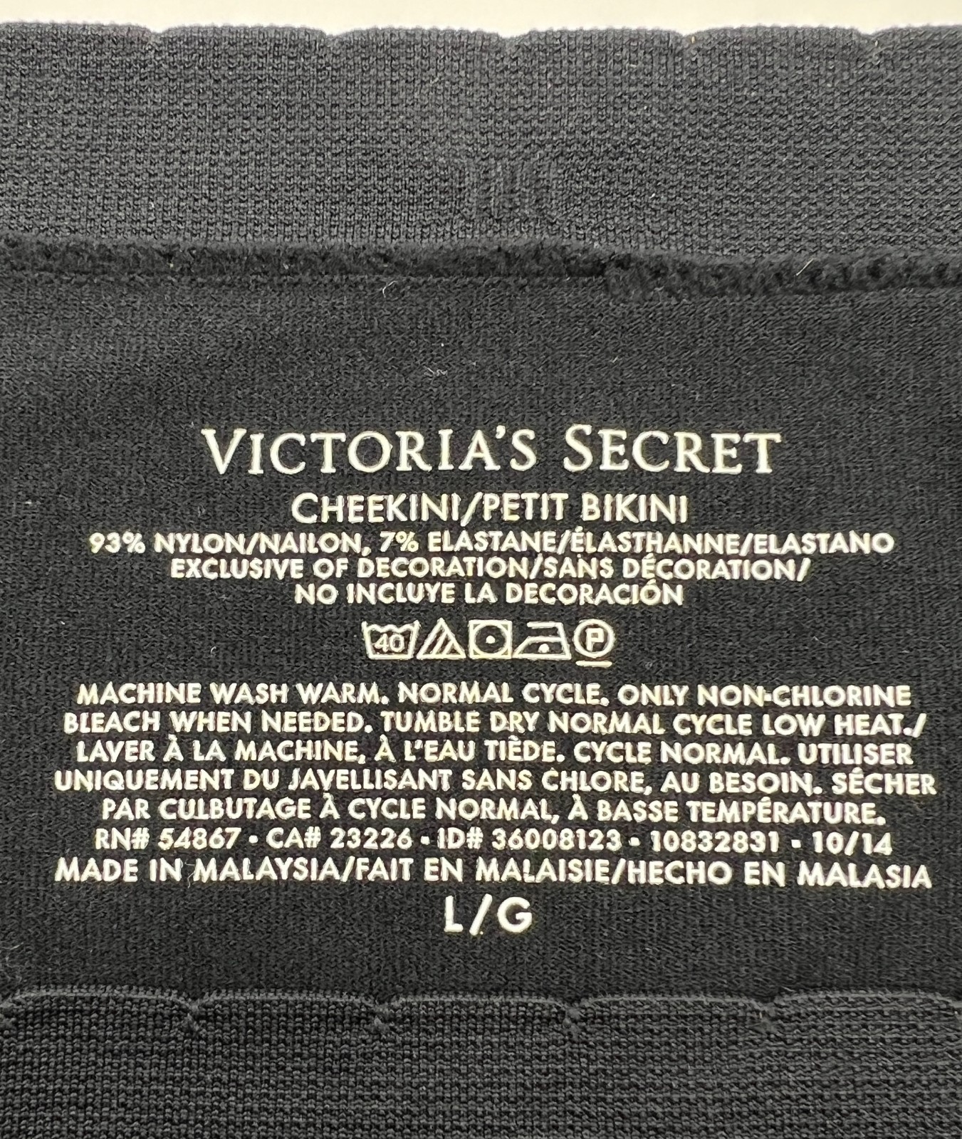 VICTORIA’S SECRET PANTIES SIZE LARGE L SOLID BLACK SILKY LACE CHEEKY VS LOGO NWT