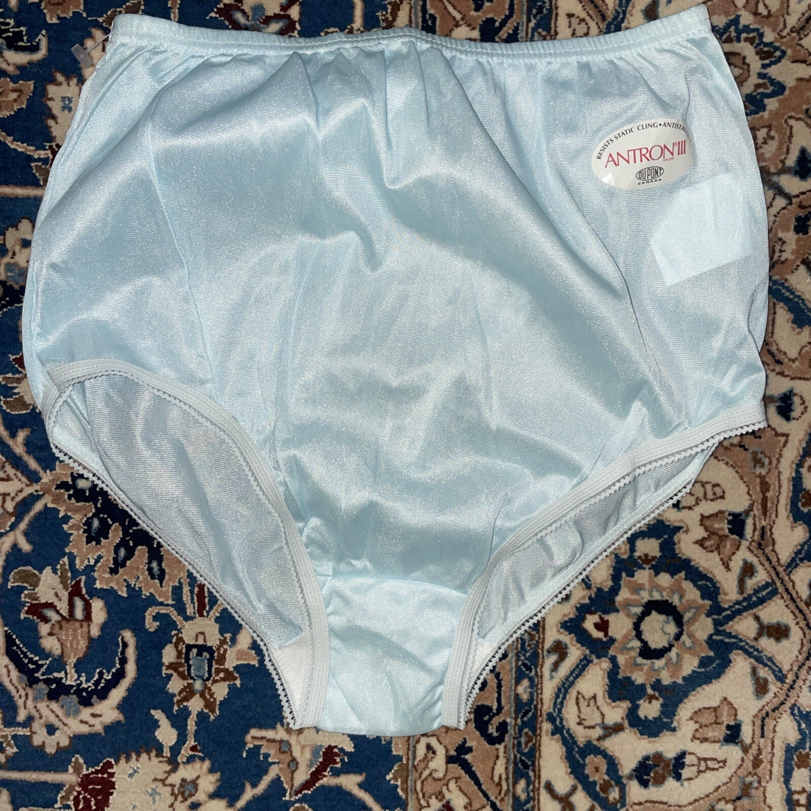 NEW VINTAGE ANTRON III DUPONT SATIN NYLON GRANNY HIGH-WAISTED SILKY PANTY M