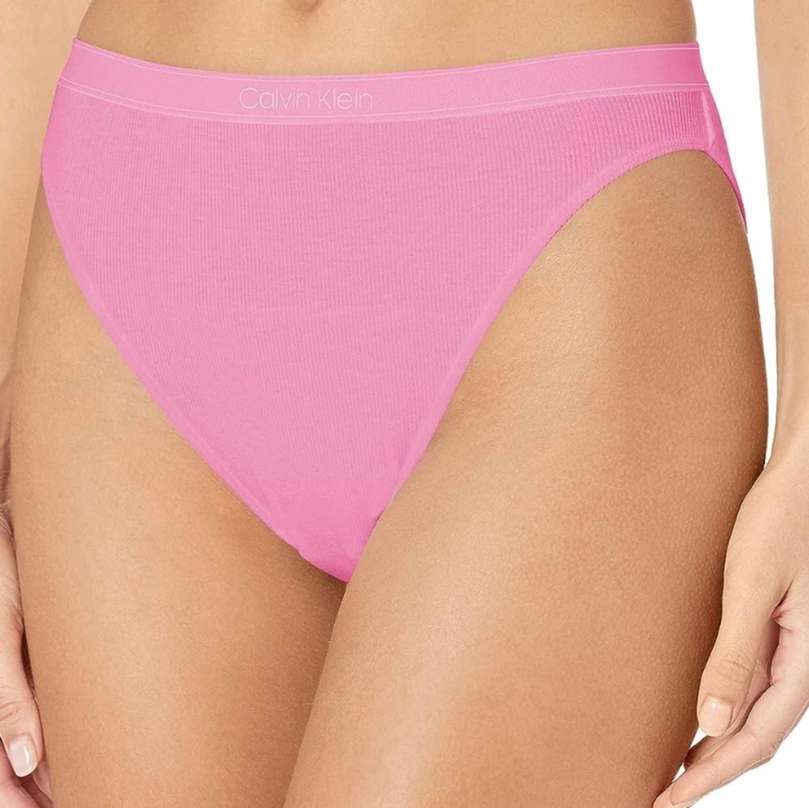 Calvin Klein QF6443 Ribbed Cheeky bikini. Lilac Rain. Pink LARGE SKU-A1