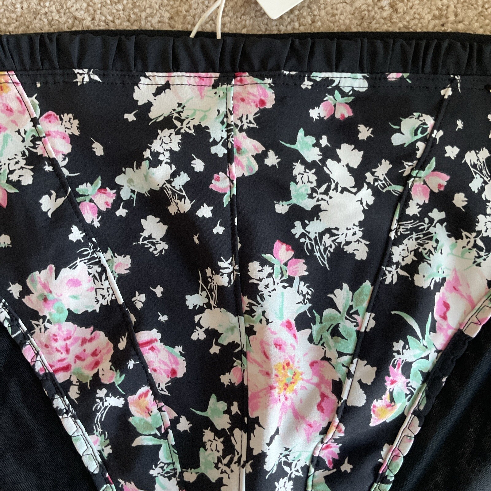 M&S Size 14 X Ghost Pretty High Leg Knickers Black Mix Pink Floral Soft