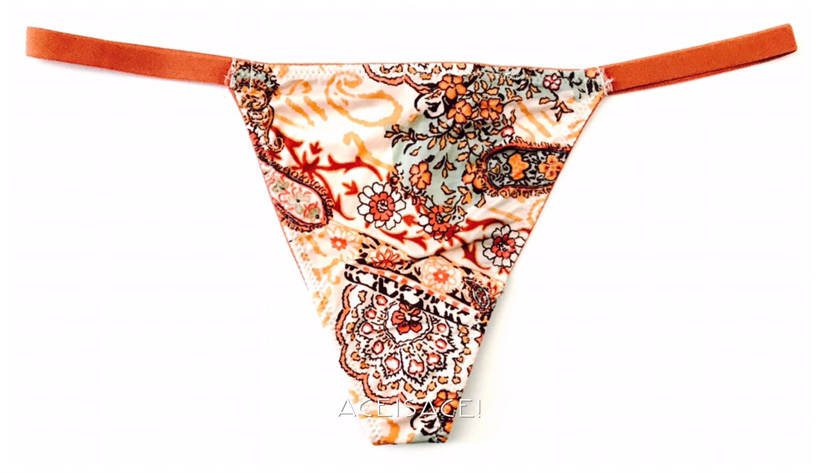 NWT* VICTORIA’S SECRET SEXY PAISLEY V-STRING–BROWN**MULTI-COLOR (C8Q)–XS/XP