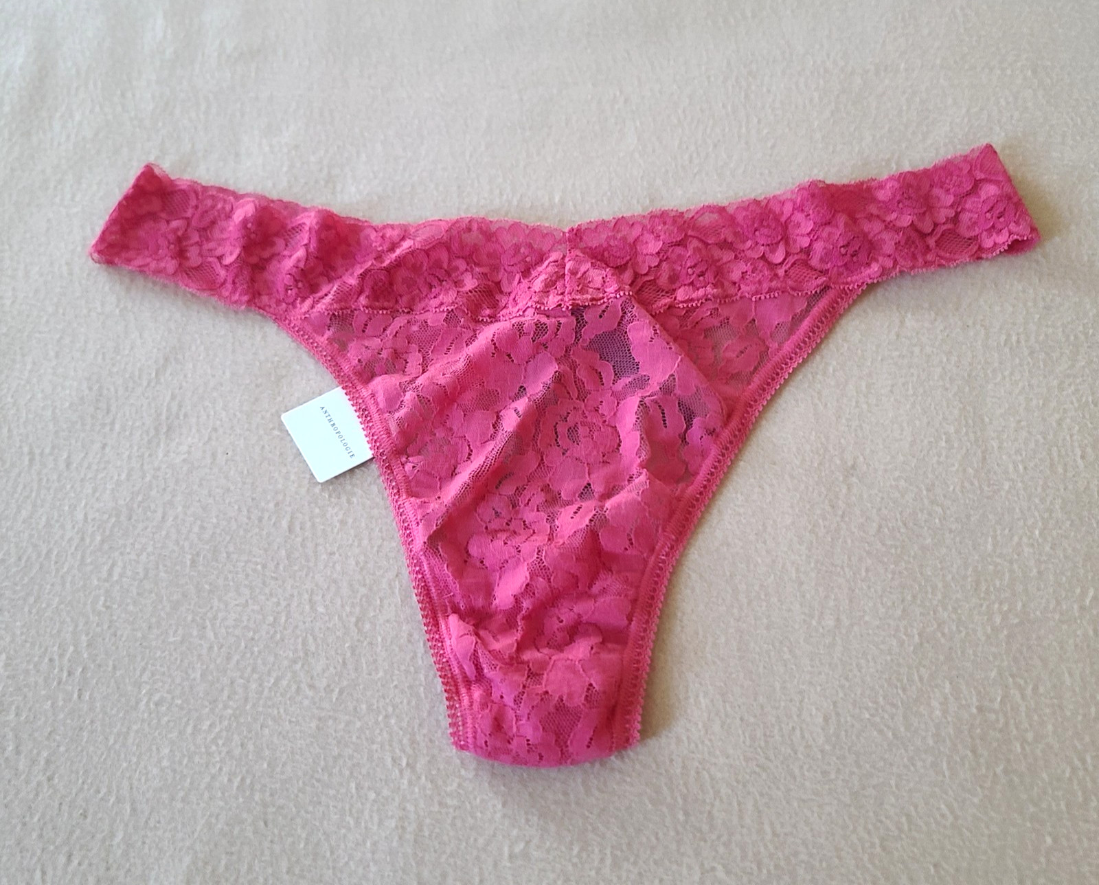 By Anthropologie Floral Lace Bikini Panty Brief Size L Rose Sexy Flirty NWT