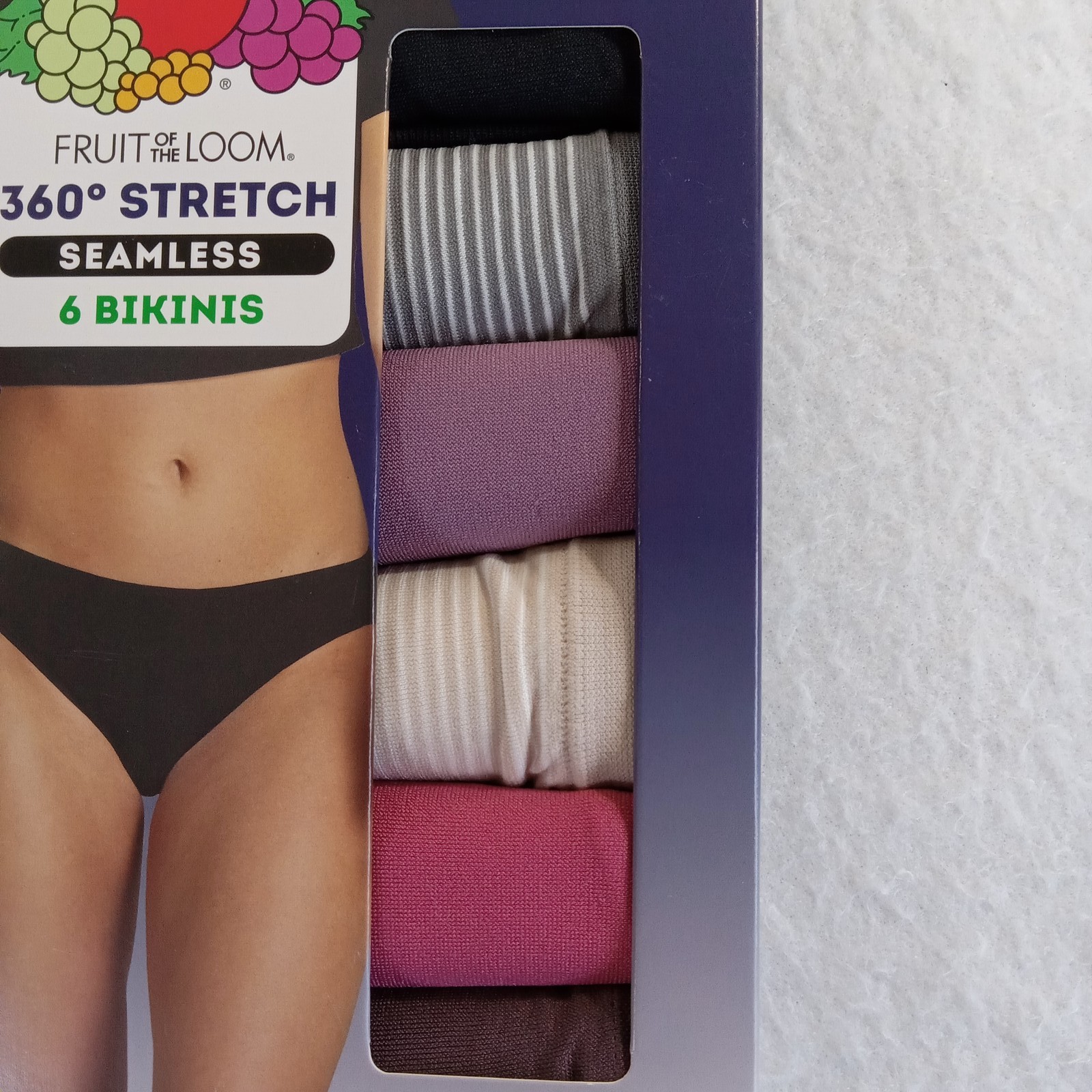 Fruit of the Loom Women’s 6-Pack 360° Stretch Seamless Bikini Panties Size 6/M