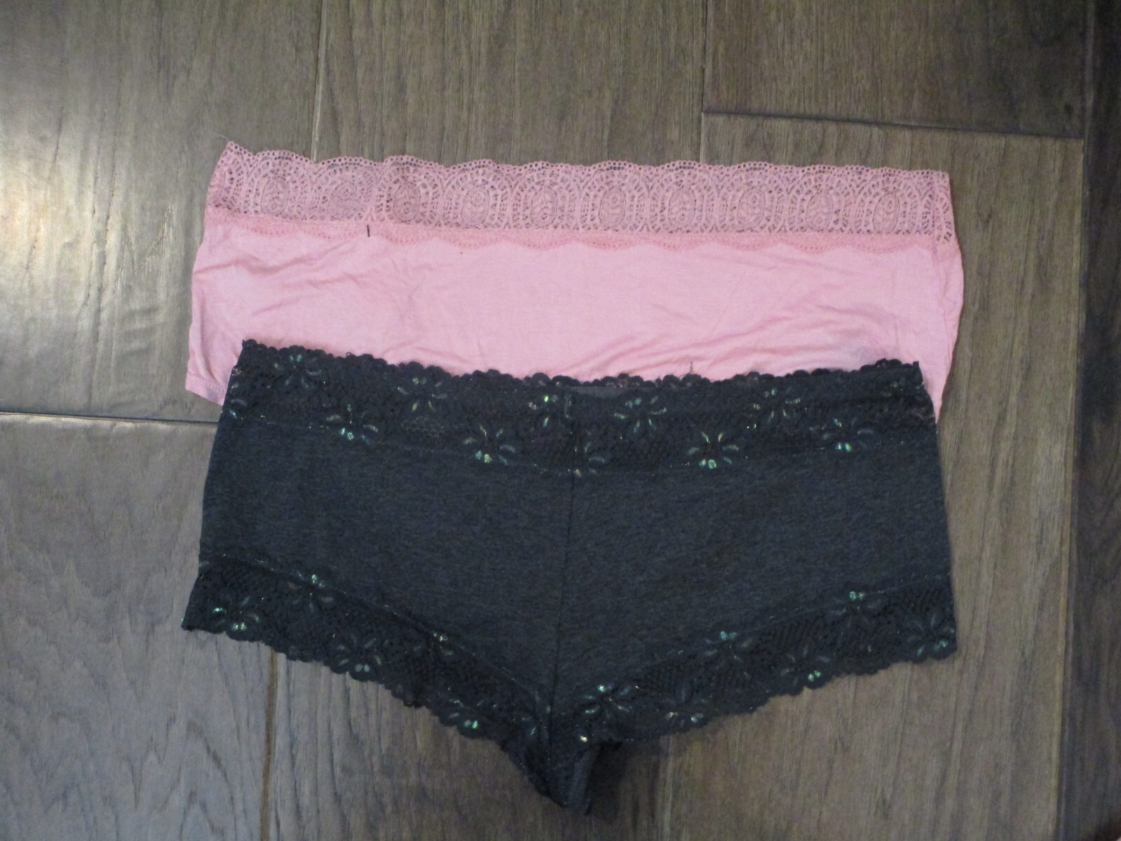 ASHLEY STEWART 2-PACK LACE TRIM GRAY CHEEKY + PINK HIPSTER PANTIES SIZE 3X