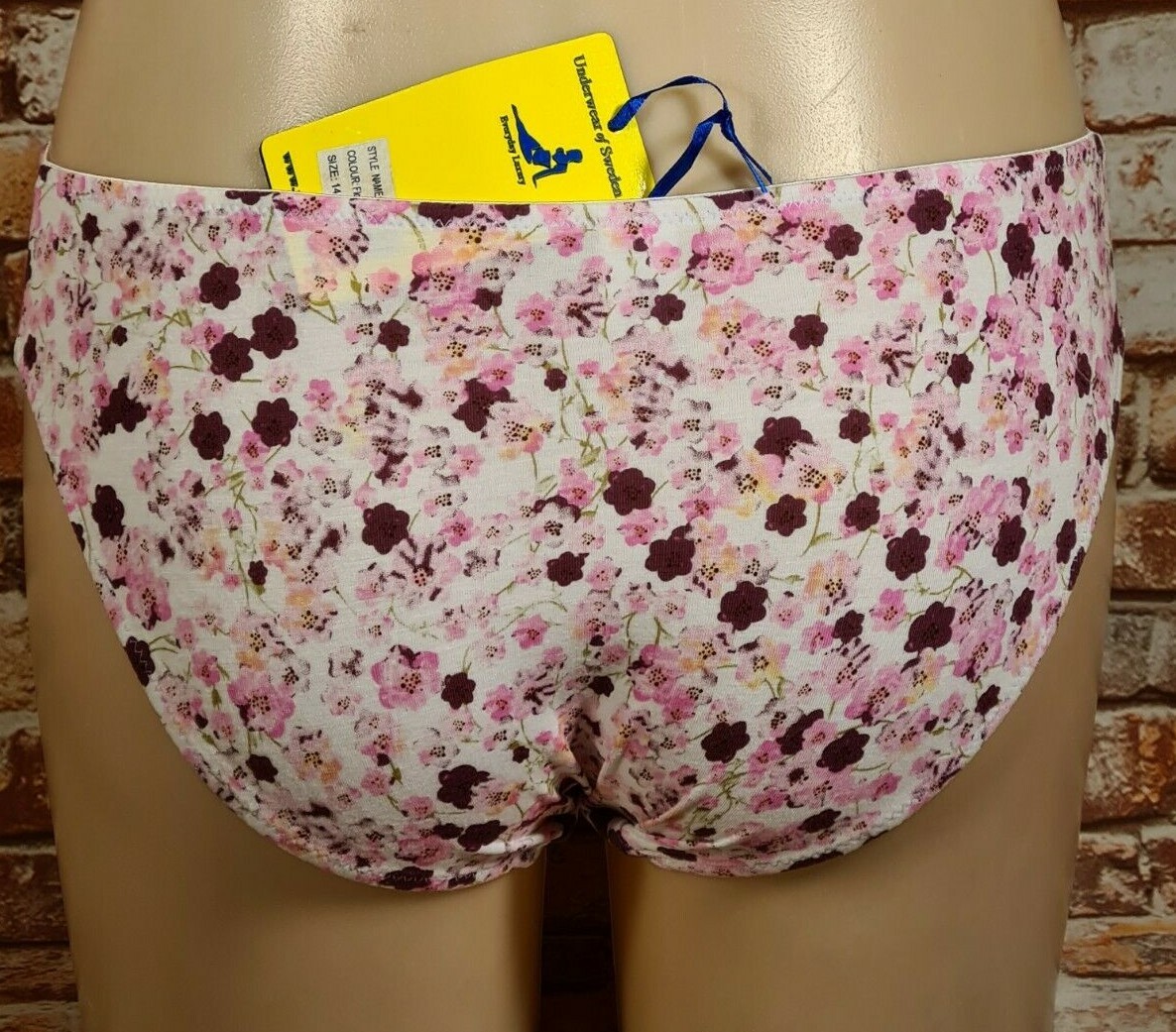 BNWT Ladies Sz 18 Underwear Of Sweden Floral Ivory Spring Brief Underwear Pants