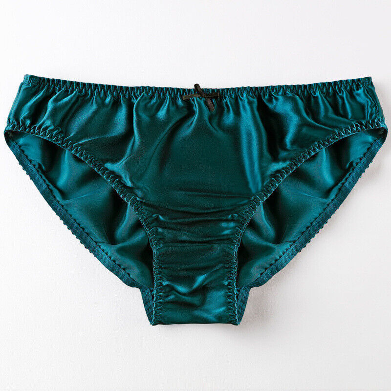 Womens 100% Silk Panties Briefs Bikinis Daliy Underwear Cheeky Shiny Satin 2024