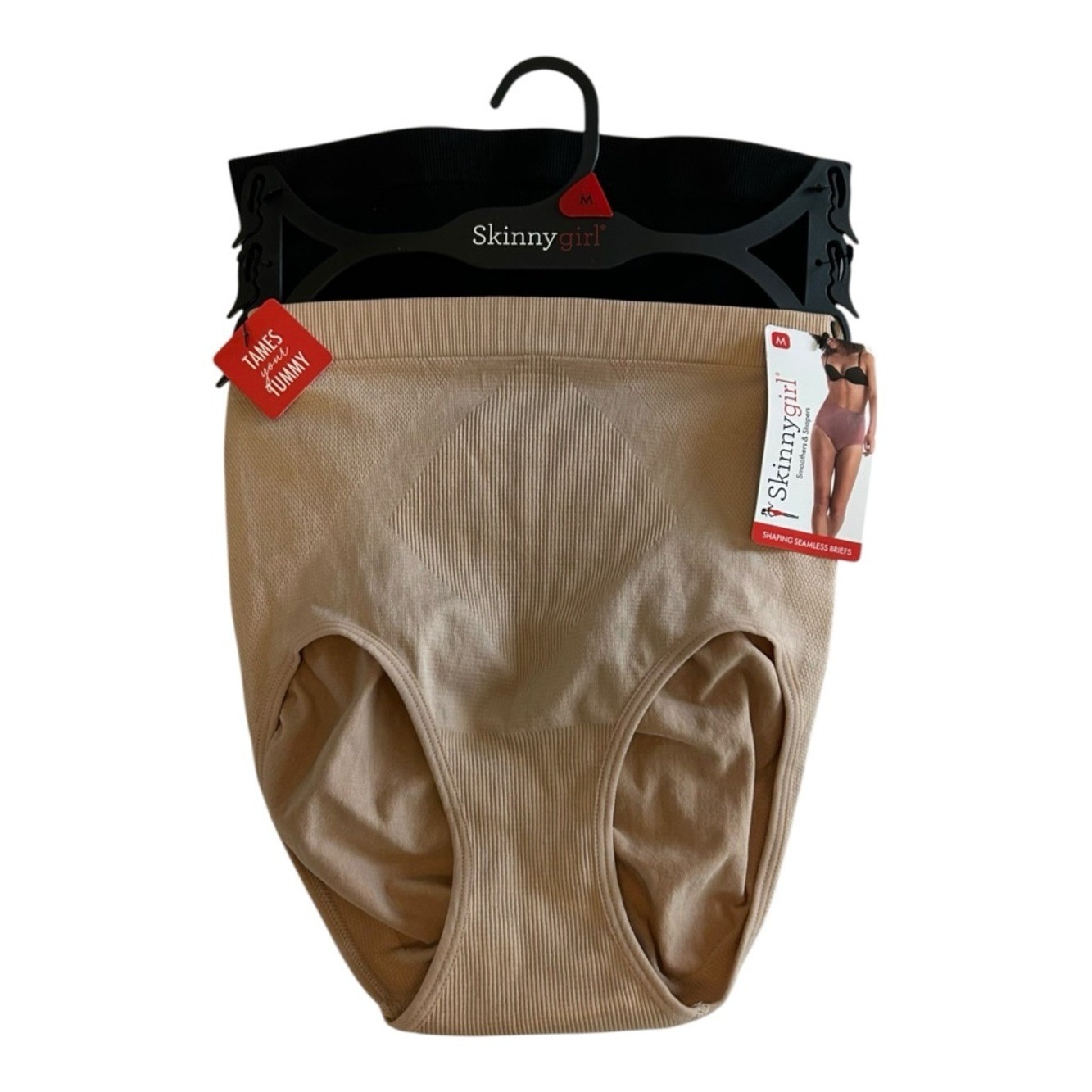 Skinnygirl 2pk. Seamless Shape Brief Panties Women SZ M 6/8 in Nude Black NEW