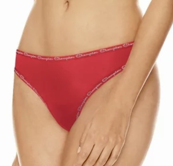 CHAMPION Sleek Microfiber 3 Pack Forte Navy Blue Red Thong Panty Womens S M XL