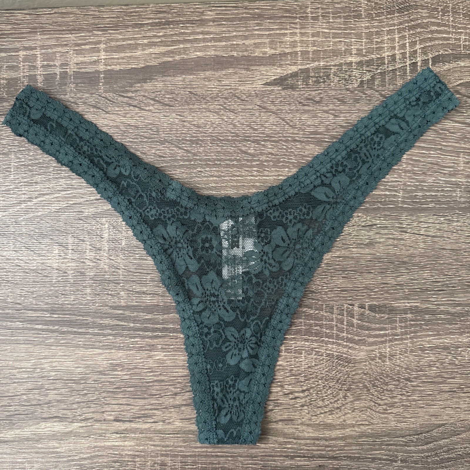 Pink By Victoria’s Secret Large, Dark, Green Floral Lace, Thong Panties