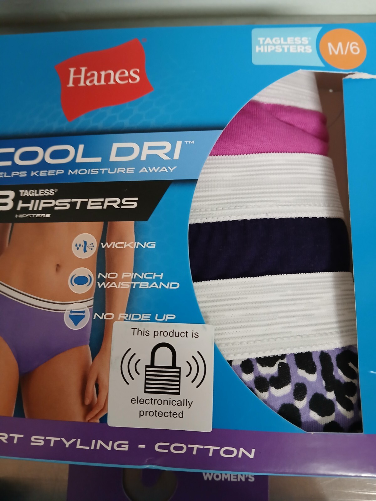 Women’s Hanes Tagless Cool Dry Hipsters Size M6-12 pairs- Wicking Panties