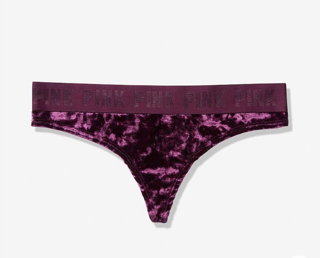 Victoria’s Secret PINK VELVET THONG PANTY Burgandy color Small size