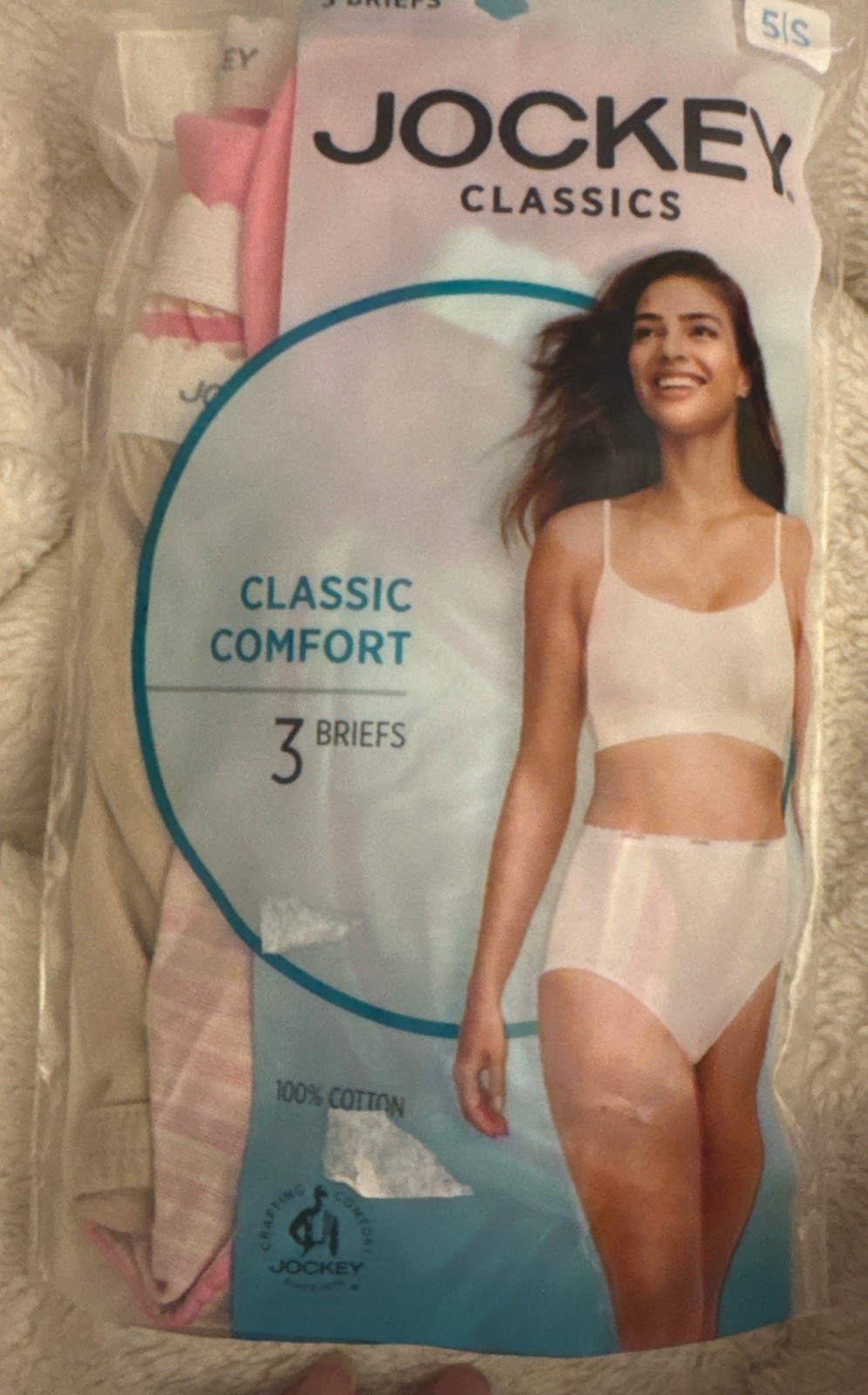 Jockey Classics 3 Multi Pink/neutral elastic waistband Size 5/S Classic Comfort