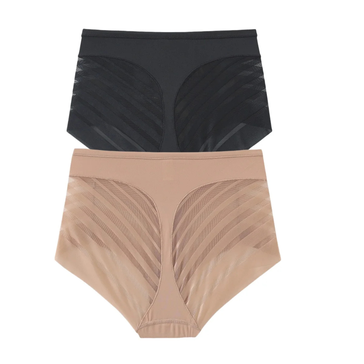 2Pcs/Set Ice Silk Panties Women High Rise Briefs Tummy Control Shapewear Female