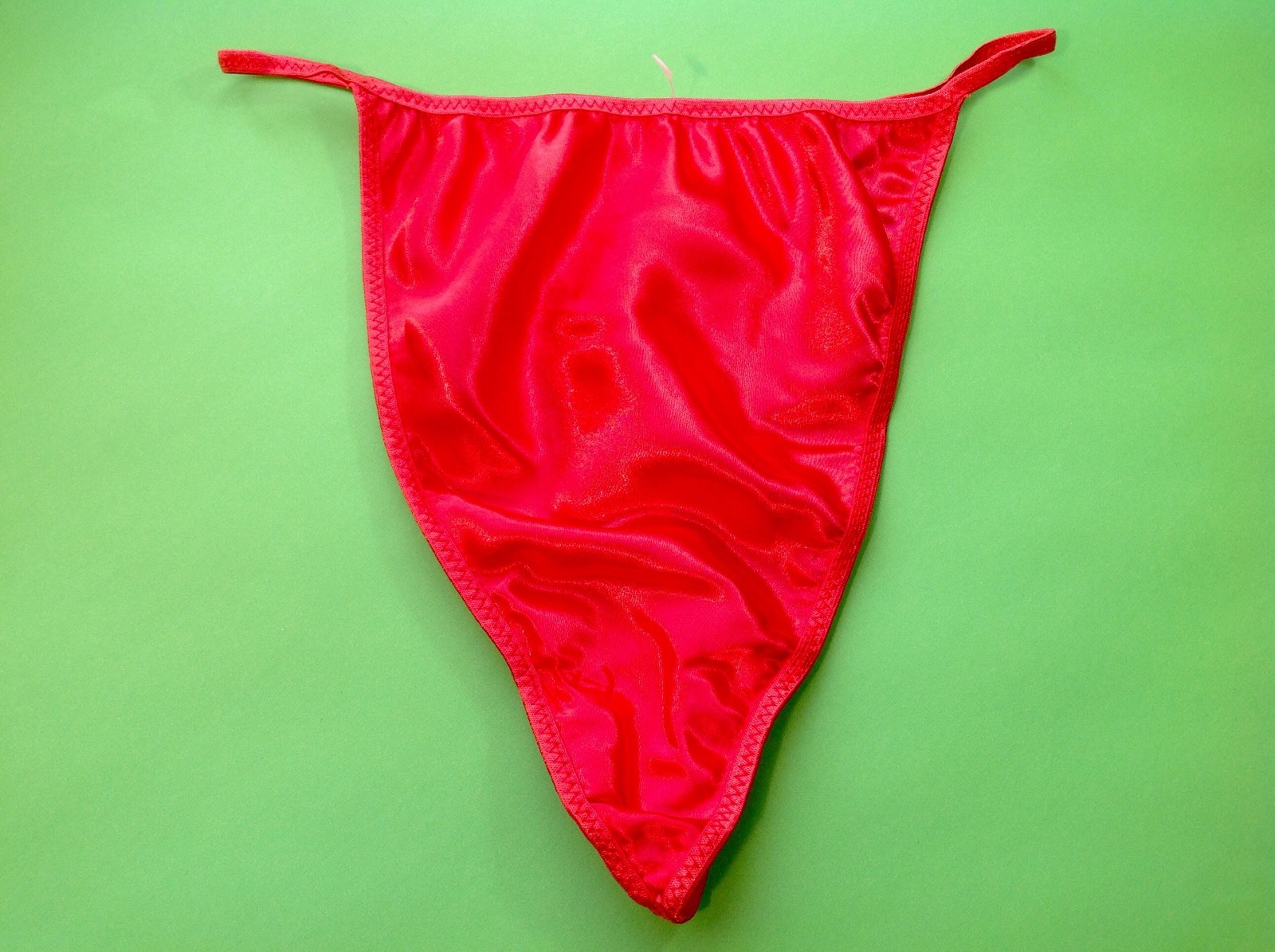 Women Panties,Thongs Size M/6 Medium Red Carmine Satin Look Shiny SolidSoft