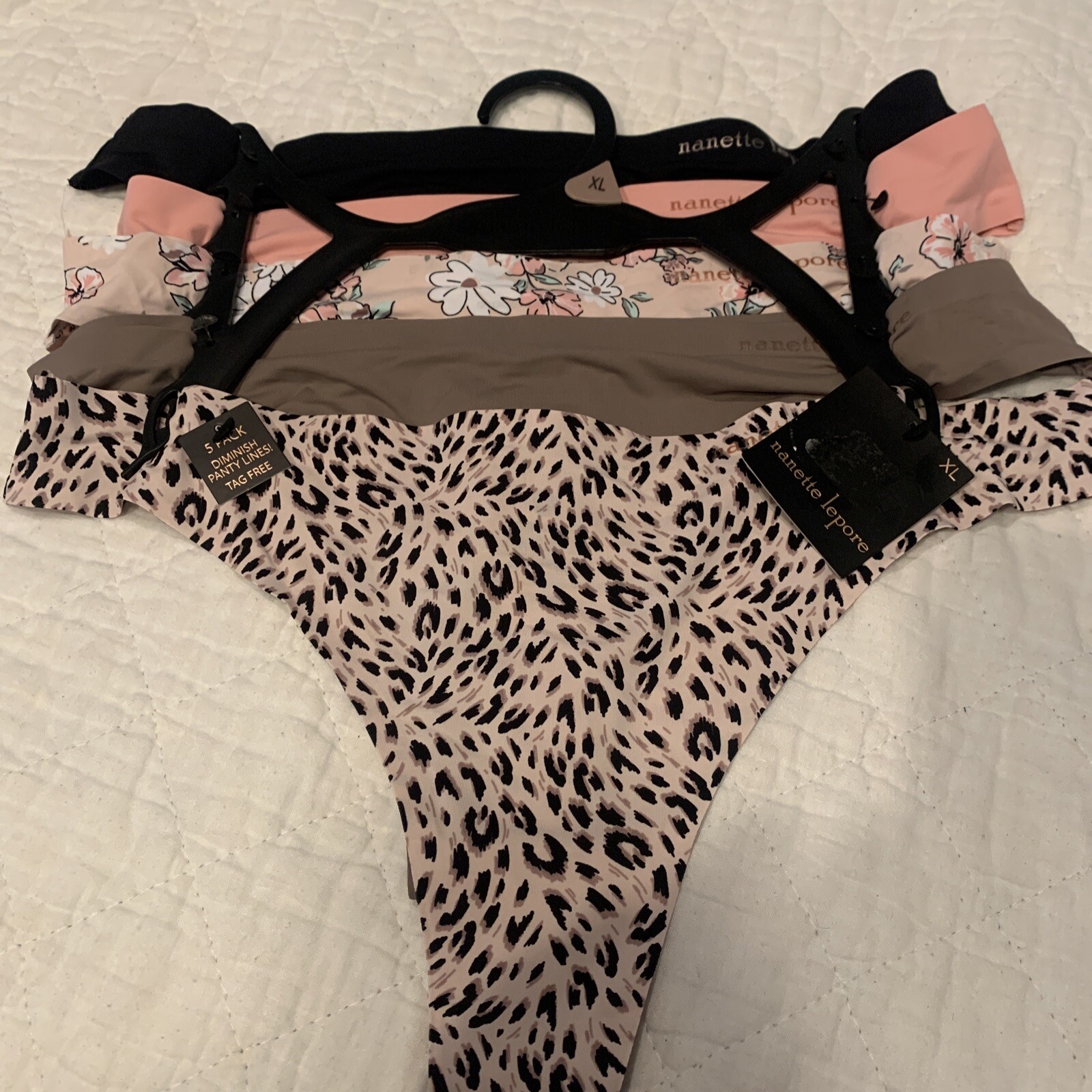 Nanette Lepore 5 Pack Tag Free Thong Panties Set Size XL Floral Underwear