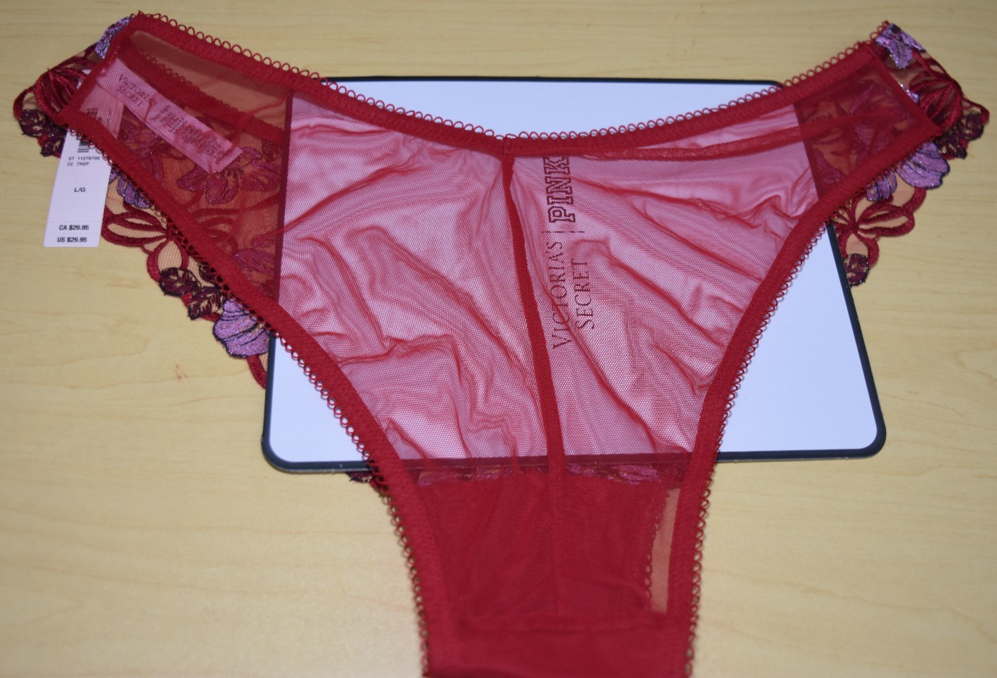 NWT Victoria’ Secret Dream Angels Red Embroidery High Leg Brazilian Panty L