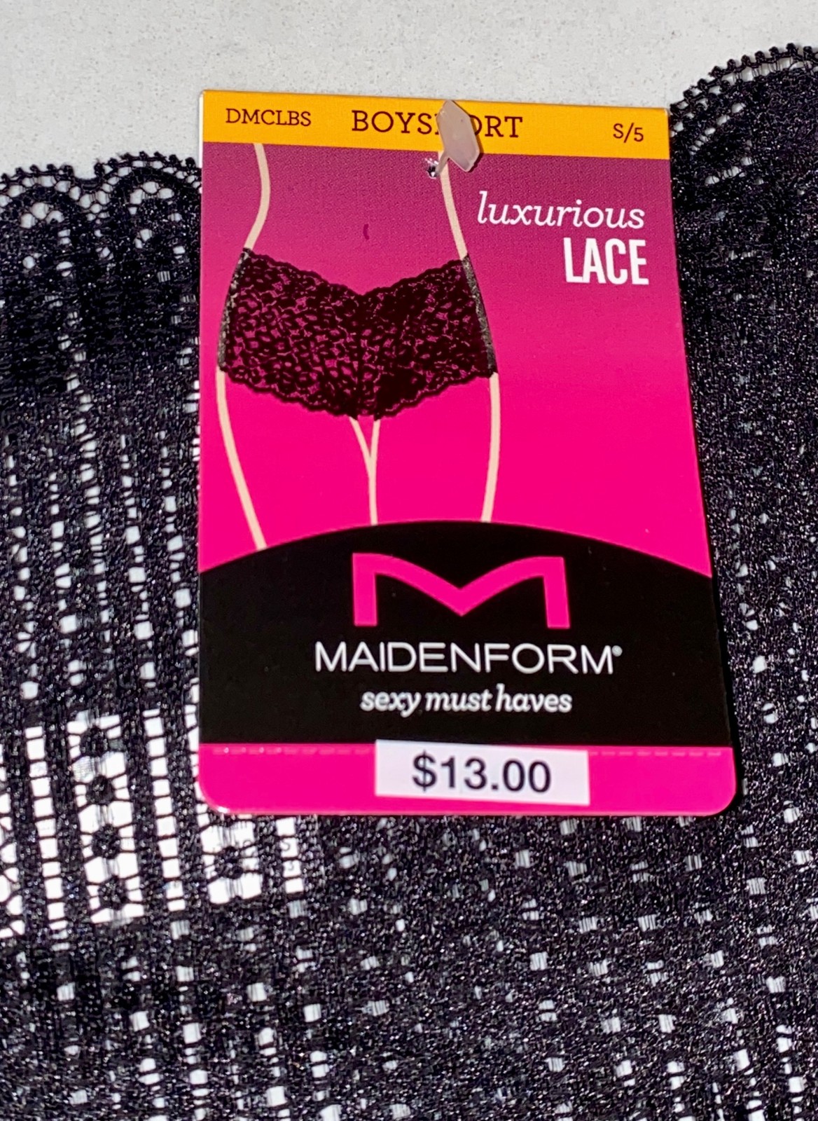 MAIDENFORM Sexy Must Haves Black Luxe Lace Cheeky Boyshort Panty Womens S M L XL