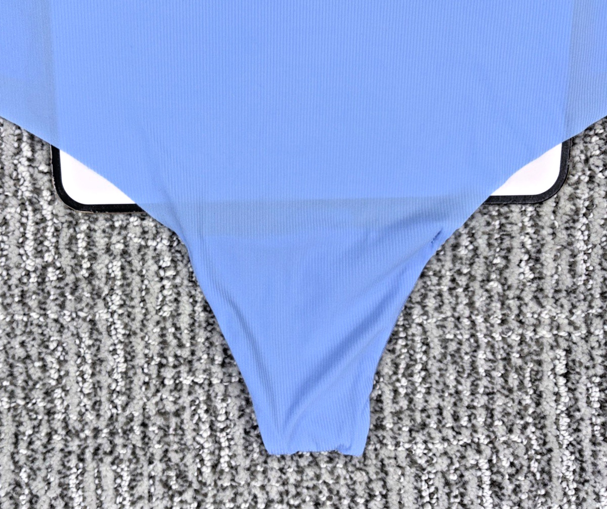 Victoria’s Secret PINK NWT Medium Blue No Show Thong Panty Logo Sexy Cute Soft