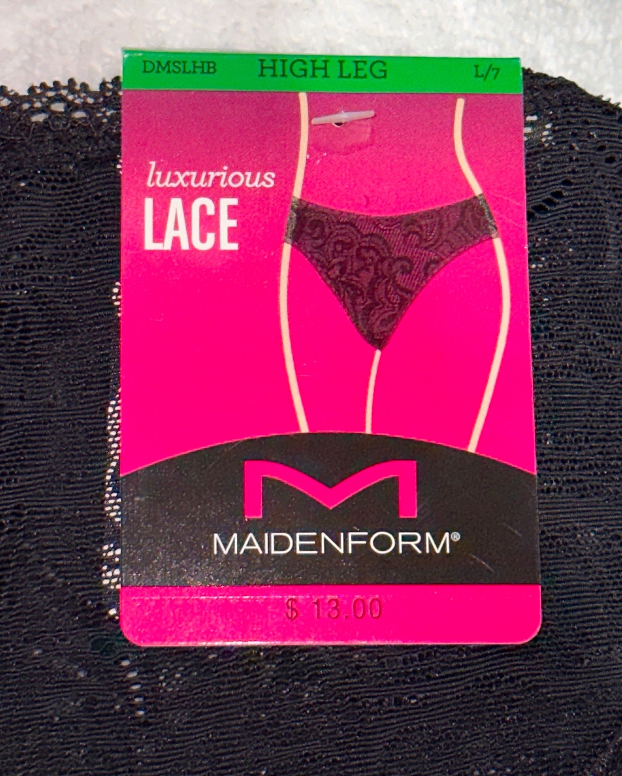 MAIDENFORM Luxurious Lace Black High Cut Leg Brief Panty Womens S 5 M 6 L 7 XL 8