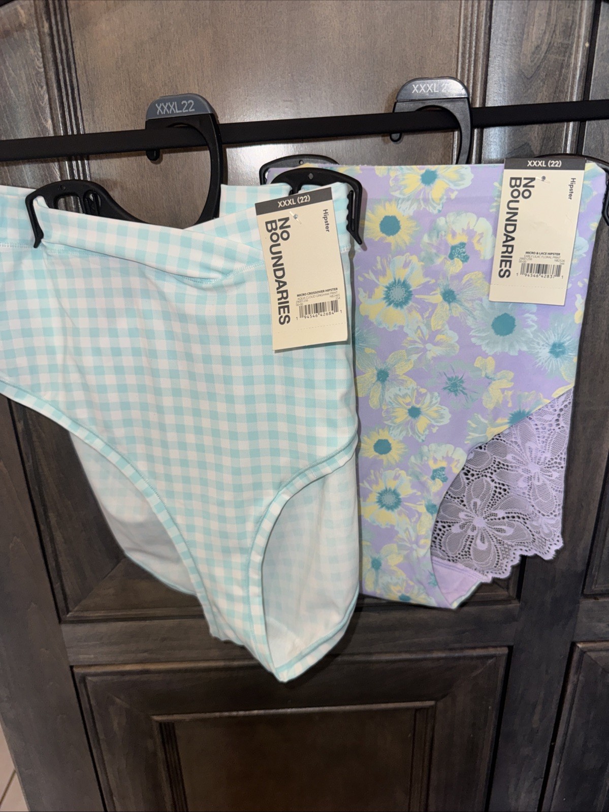 No Boundaries Women’s Hipster Panties Size 3xl Early Lilac Floral, Aqua Cloud Ck