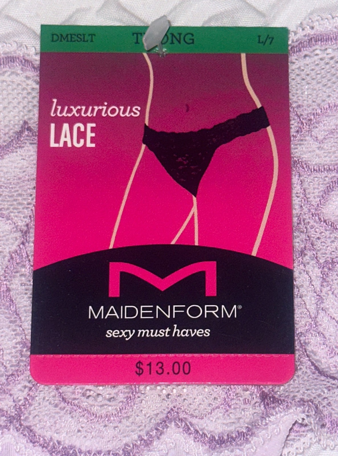 MAIDENFORM Sexy Must Haves Luxurious Bloom Lace Lilac Thong Panty Womens Sz L 7