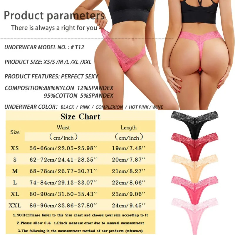 Lace Panties Low Rise V Waist Solid Briefs Comfortable Everyday Wear Fit