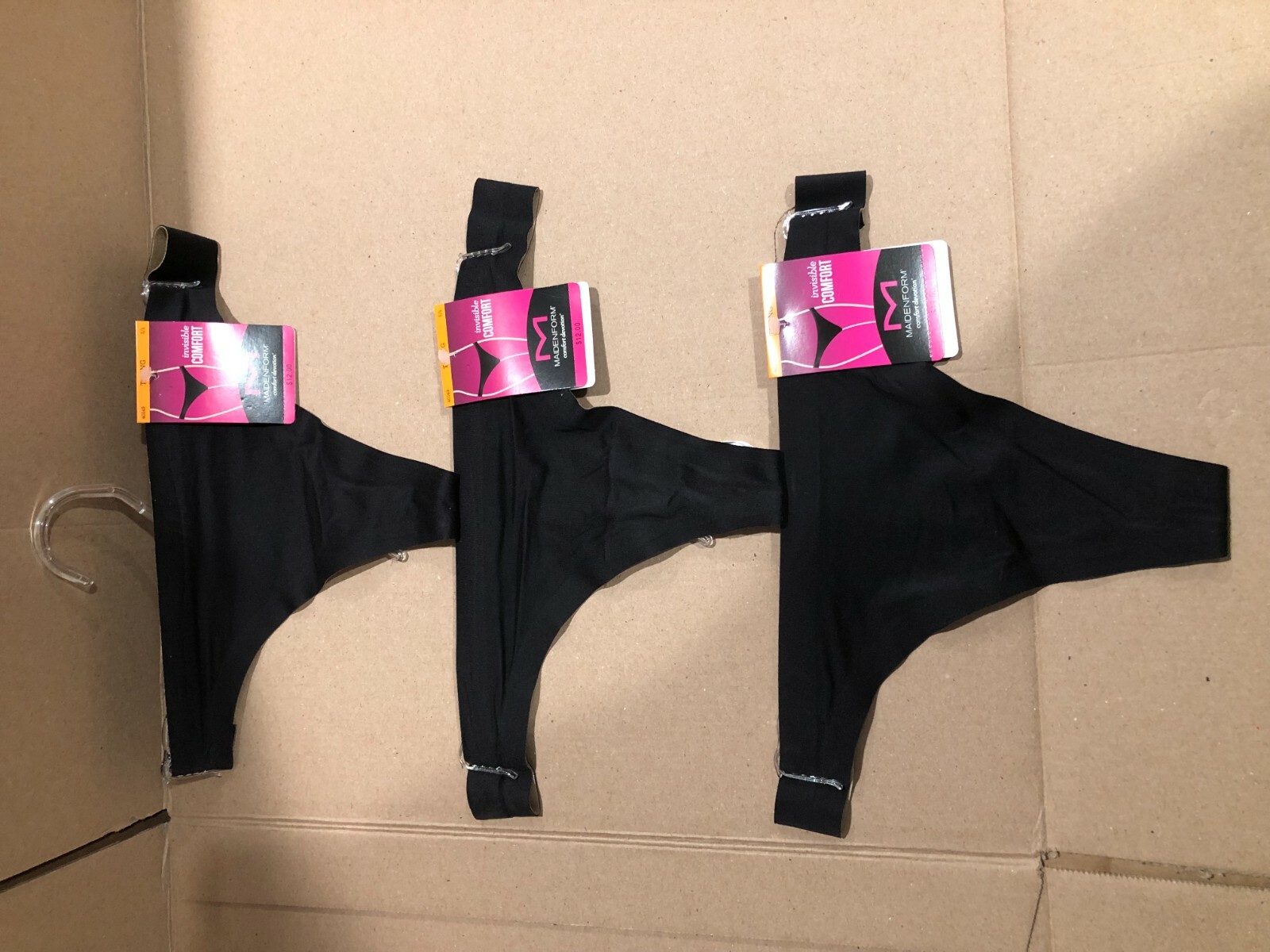 (3 PK) Maidenform 40149 Comfort Devotion Thong Black Seamless No Show NWT – S/5