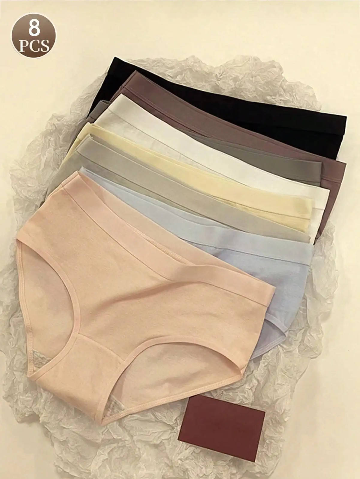 Mid Rise Cotton Panties Seamless Women Breathable Soft Full Coverage 8 Pcs